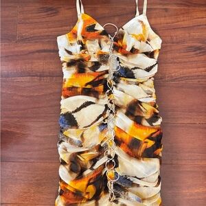 Elegant Multicolor Ruched Dress